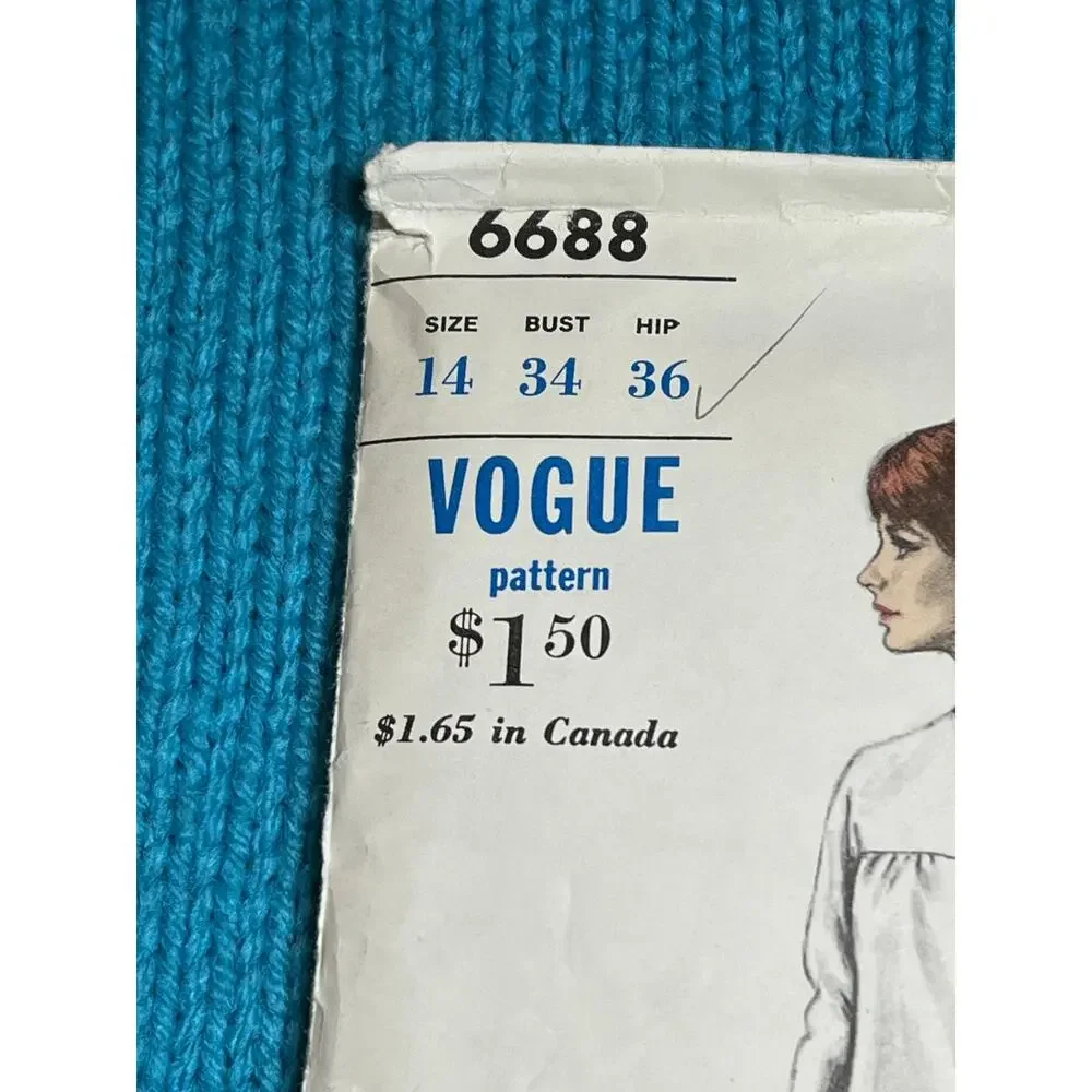 Vogue Pattern 6688 shift dress 1960s sz 14 bust 34 - Picture 2 of 4